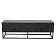 OVIALA - Meuble TV 2 portes rectangulaire L140 cm noir - Jasper - vignette
