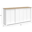 ID MARKET - Buffet 160 cm JANGO 3 portes coulissantes blanc et plateau bois - vignette