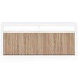 ID MARKET - Buffet 180 cm ELIGHT XXL 3 portes et 3 tiroirs avec LED et niches blanc et bois façon hêtre - vignette