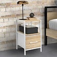 ID MARKET - Lot de 2 tables de chevet UTAH 1 tiroir et 1 niche bois et blanc - vignette