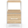 ID MARKET - Lot de 2 tables de chevet UTAH 1 tiroir et 1 niche bois et blanc - vignette
