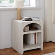 ID MARKET - Lot de 2 tables de chevets organiques ALESIA beige effet marbre 2 compartiments - vignette