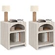 ID MARKET - Lot de 2 tables de chevets organiques ALESIA beige effet marbre 2 compartiments - vignette