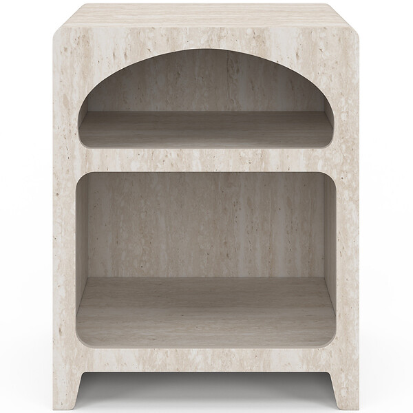 ID MARKET - Lot de 2 tables de chevets organiques ALESIA beige effet marbre 2 compartiments - large