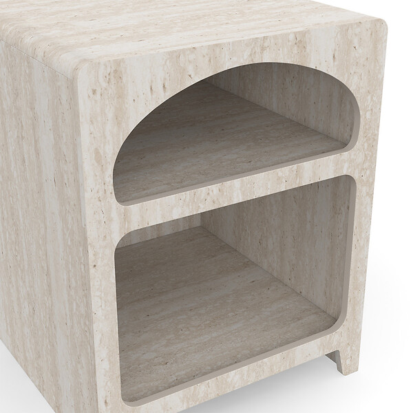 ID MARKET - Lot de 2 tables de chevets organiques ALESIA beige effet marbre 2 compartiments - large