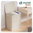 VOUNOT - Panier a linge 2 compartiments et sacs amovibles auto ajustant avec couvercle 150L Beige - vignette