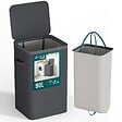VOUNOT - Panier a linge 1 compartiment et sac amovible auto ajustant avec couvercle 90L Anthracite - vignette