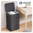 VOUNOT - Panier a linge 1 compartiment et sac amovible auto ajustant avec couvercle 90L Anthracite - vignette