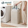 VOUNOT - Panier a linge 1 compartiment et sac amovible auto ajustant avec couvercle 90L Beige - vignette