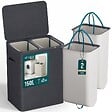 VOUNOT - Panier a linge 2 compartiments et sacs amovibles auto ajustant avec couvercle 150L Anthracite - vignette