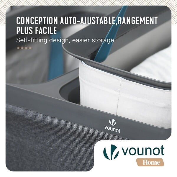 VOUNOT - Panier a linge 2 compartiments et sacs amovibles auto ajustant avec couvercle 150L Anthracite - large