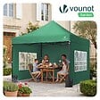 VOUNOT - Tonnelle de jardin renforcée 3x3m pliable Barnum avec 4 parois latérales et fenêtres vert - vignette