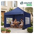 VOUNOT - Tonnelle de jardin renforcée 3x3m pliable Barnum avec 4 parois latérales et fenêtres bleu - vignette