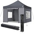 VOUNOT - Tonnelle de jardin renforcée 3x3m pliable Barnum avec 4 parois latérales et fenêtres gris - vignette