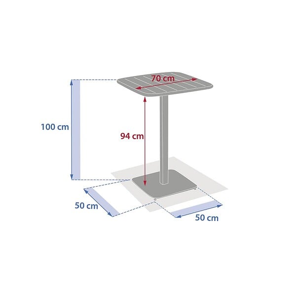 HESPERIDE - Table haute de jardin 2 places Alegoria 70x70cm gris graphite - large