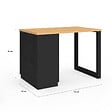 ID MARKET - Ilot central mange-debout 4 personnes VITO 130 cm casserolier 3 tiroirs noir et plateau bois - vignette