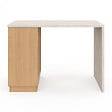 ID MARKET - Ilot central mange-debout 4 personnes VITO 130 cm bois et plateau effet travertin - vignette