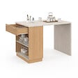 ID MARKET - Ilot central mange-debout 4 personnes VITO 130 cm bois et plateau effet travertin - vignette