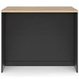 ID MARKET - Ilot central TIBO 110 cm casserolier 3 tiroirs bois noir avec plan de travail façon hêtre - vignette