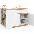 ID MARKET - Ilot central TOMI 130 cm 2 personnes double plateau bois blanc avec plan de travail façon hêtre - vignette
