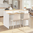 ID MARKET - Ilot central TOMI 130 cm 2 personnes double plateau bois blanc avec plan de travail façon hêtre - vignette