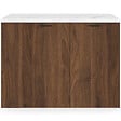 ID MARKET - Ilot central TIBO 120 cm bois foncé effet noyer avec plan de travail effet marbre ALASKA - vignette
