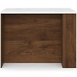 ID MARKET - Ilot central TIBO 120 cm bois foncé effet noyer avec plan de travail effet marbre ALASKA - vignette