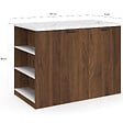 ID MARKET - Ilot central TIBO 120 cm bois foncé effet noyer avec plan de travail effet marbre ALASKA - vignette
