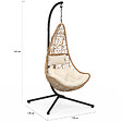 ID MARKET - Fauteuil demi-lune suspendu ajouré effet rotin avec coussin écru - vignette
