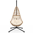 ID MARKET - Fauteuil demi-lune suspendu ajouré effet rotin avec coussin écru - vignette