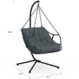 ID MARKET - Fauteuil suspendu relax LOA ajouré effet rotin gris avec coussin gris - vignette