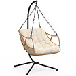 ID MARKET - Fauteuil suspendu relax LOA ajouré effet rotin avec coussin écru - vignette