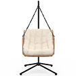 ID MARKET - Fauteuil suspendu relax LOA ajouré effet rotin avec coussin écru - vignette