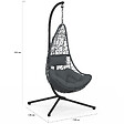 ID MARKET - Fauteuil demi-lune suspendu ajouré effet rotin gris avec coussin gris - vignette