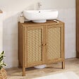 ID MARKET - Meuble sous lavabo salle de bain HANAE effet naturel cannage - vignette