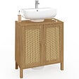 ID MARKET - Meuble sous lavabo salle de bain HANAE effet naturel cannage - vignette