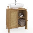 ID MARKET - Meuble sous lavabo salle de bain HANAE effet naturel cannage - vignette