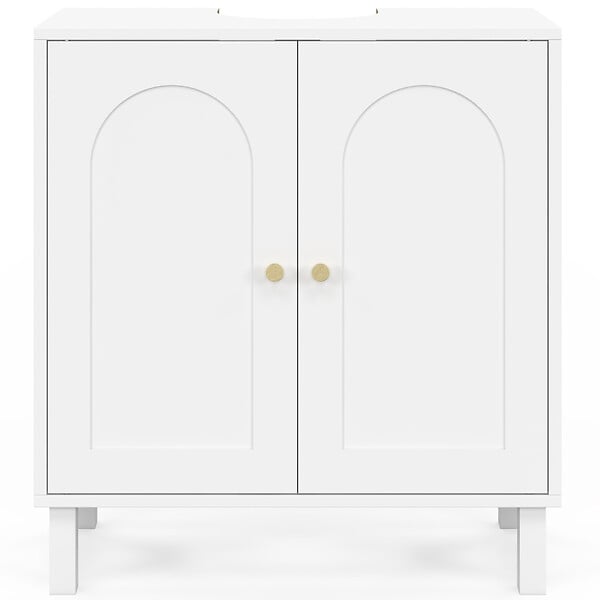 ID MARKET - Meuble sous lavabo salle de bain ARSENE design arche bois blanc - large