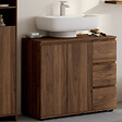 ID MARKET - Meuble sous lavabo salle de bain TOMI avec placard et 3 tiroirs effet noyer - vignette