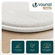 VOUNOT - Tapis de salon poils ras doux antiderapant ф200cm uni crème - vignette
