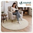 VOUNOT - Tapis de salon poils ras doux antiderapant ф120cm uni beige - vignette