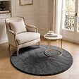 VOUNOT - Tapis de salon poils ras doux antiderapant ф120cm uni anthracite - vignette