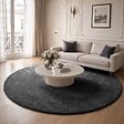 VOUNOT - Tapis de salon poils ras doux antiderapant ф200cm uni anthracite - vignette