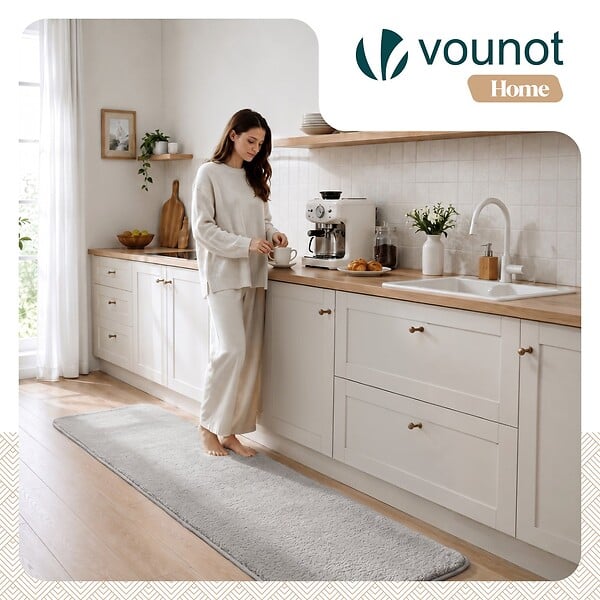VOUNOT - Tapis de salon poils ras doux antiderapant 60x180cm uni gris - large