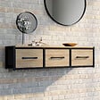 ID MARKET - Étagère murale console d'entrée UTAH 3 tiroirs design industriel - vignette