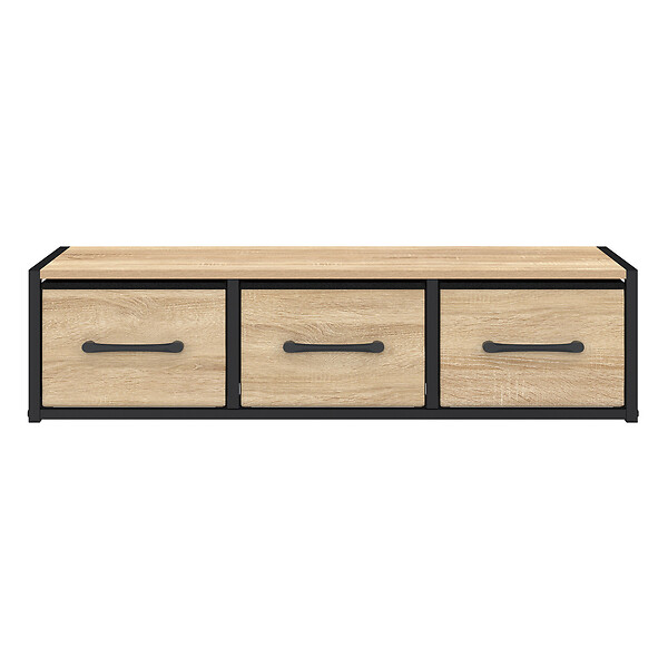 ID MARKET - Étagère murale console d'entrée UTAH 3 tiroirs design industriel - large