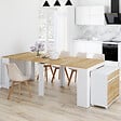 ID MARKET - Table buffet extensible ORLANDO 10 personnes 235 cm bois blanc et façon hêtre - vignette