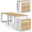 ID MARKET - Table buffet extensible ORLANDO 10 personnes 235 cm bois blanc et façon hêtre - vignette