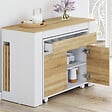 ID MARKET - Table buffet extensible ORLANDO 10 personnes 235 cm bois blanc et façon hêtre - vignette