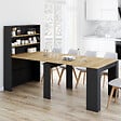 ID MARKET - Table buffet haut extensible ORLANDO 8 personnes bois et noir 235 cm - vignette